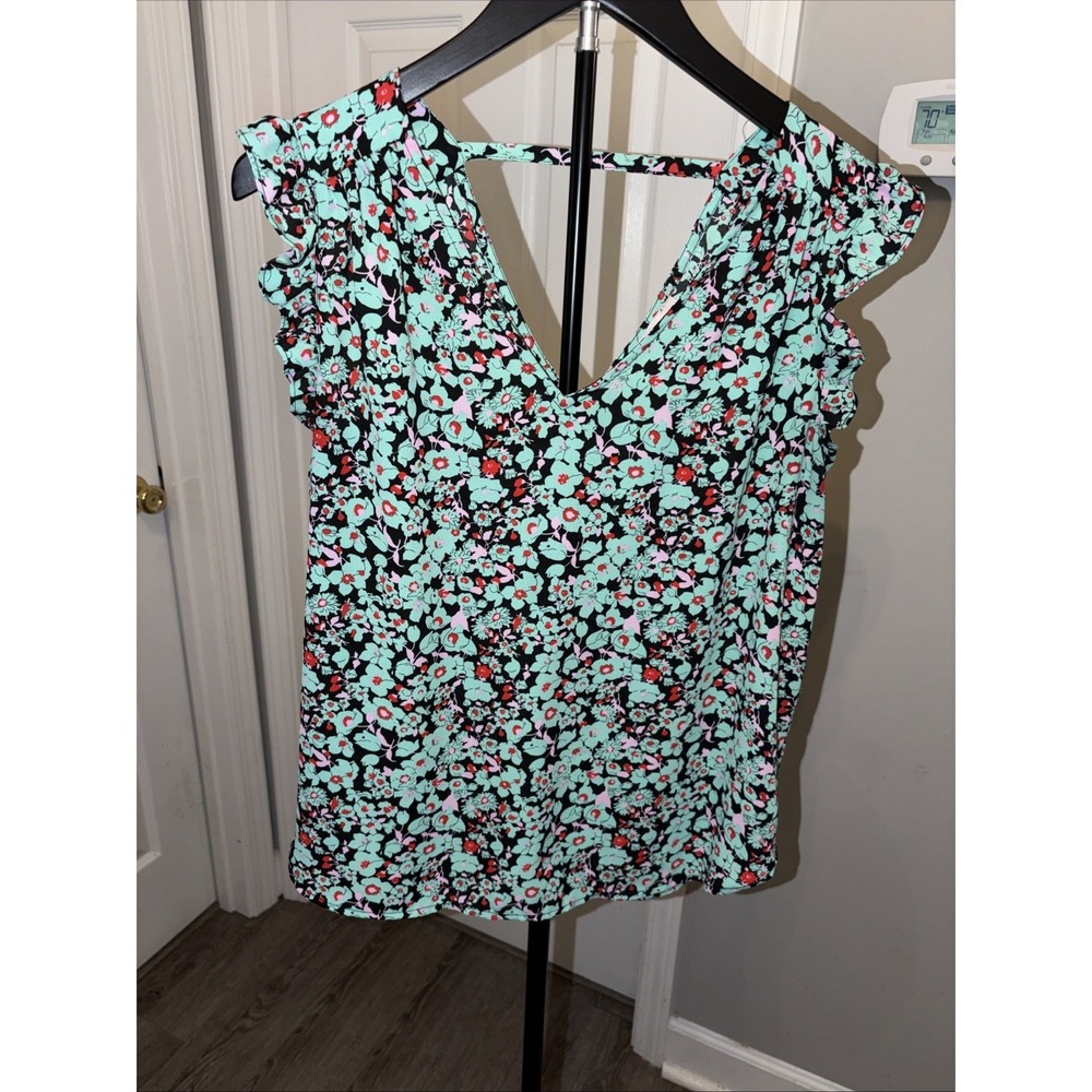 Philosophy Republic Ditsy‎ Floral V Neck top medium Whimsical Cottagecore Boho